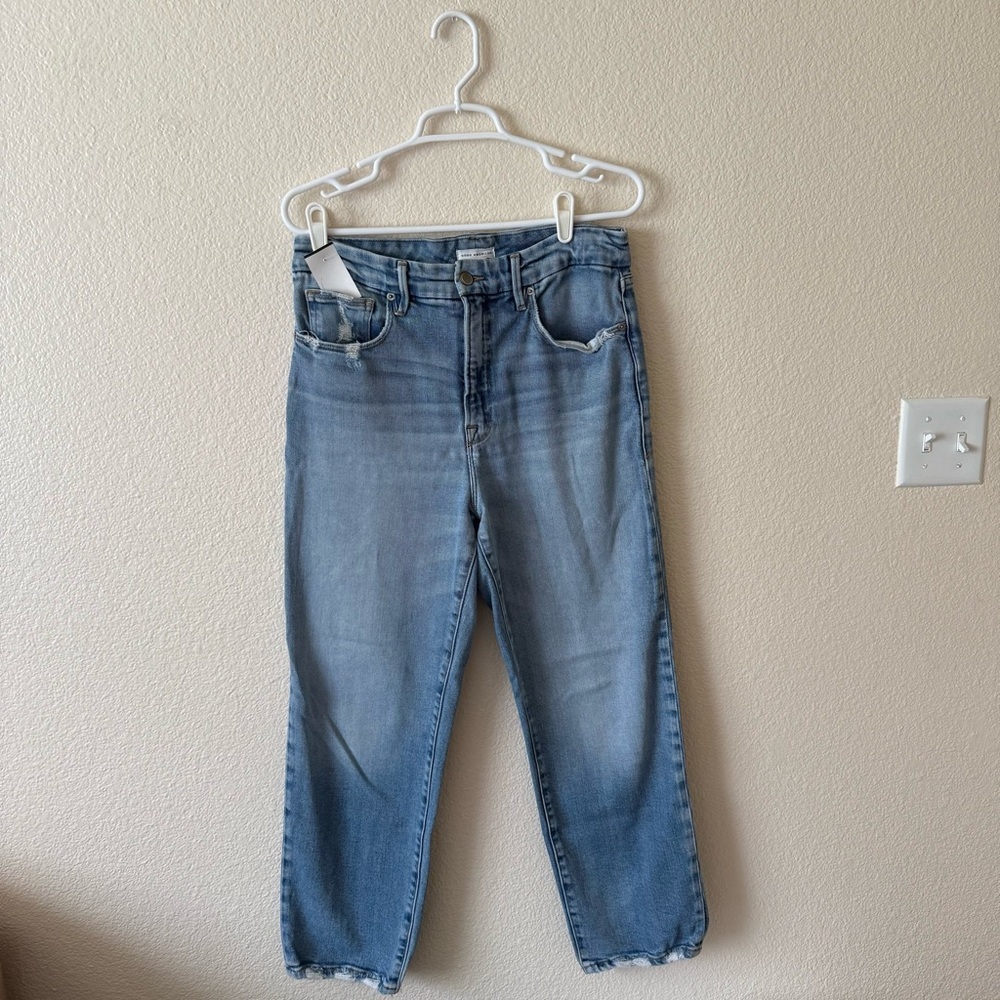 Good American Good Boy Straight Cropped Jeans 
Size 10/30